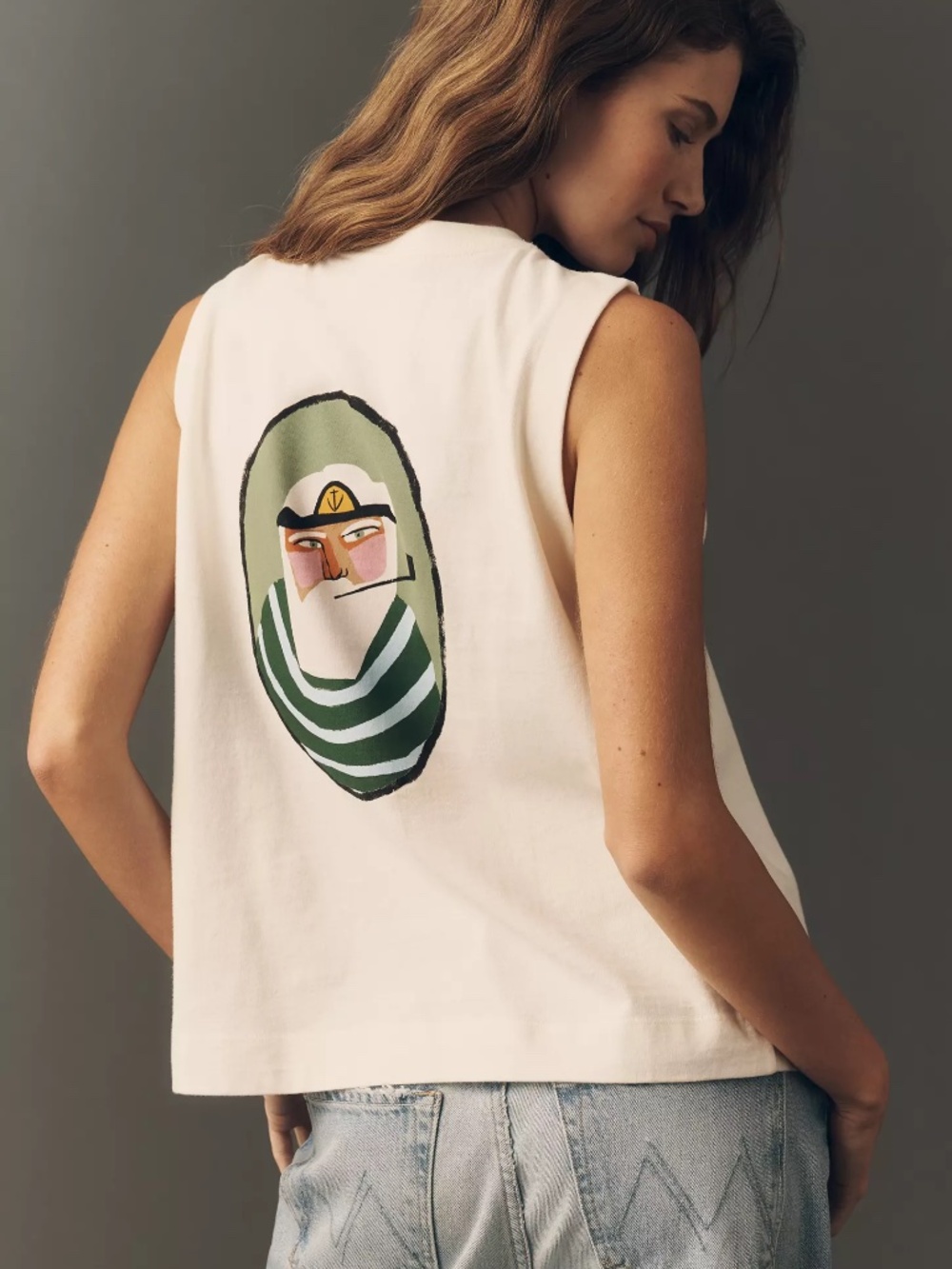 Anthropologie Kate Mancini x Maeve Lobsterman Tank RELAXED FIT MUSCLE TEE nwt M